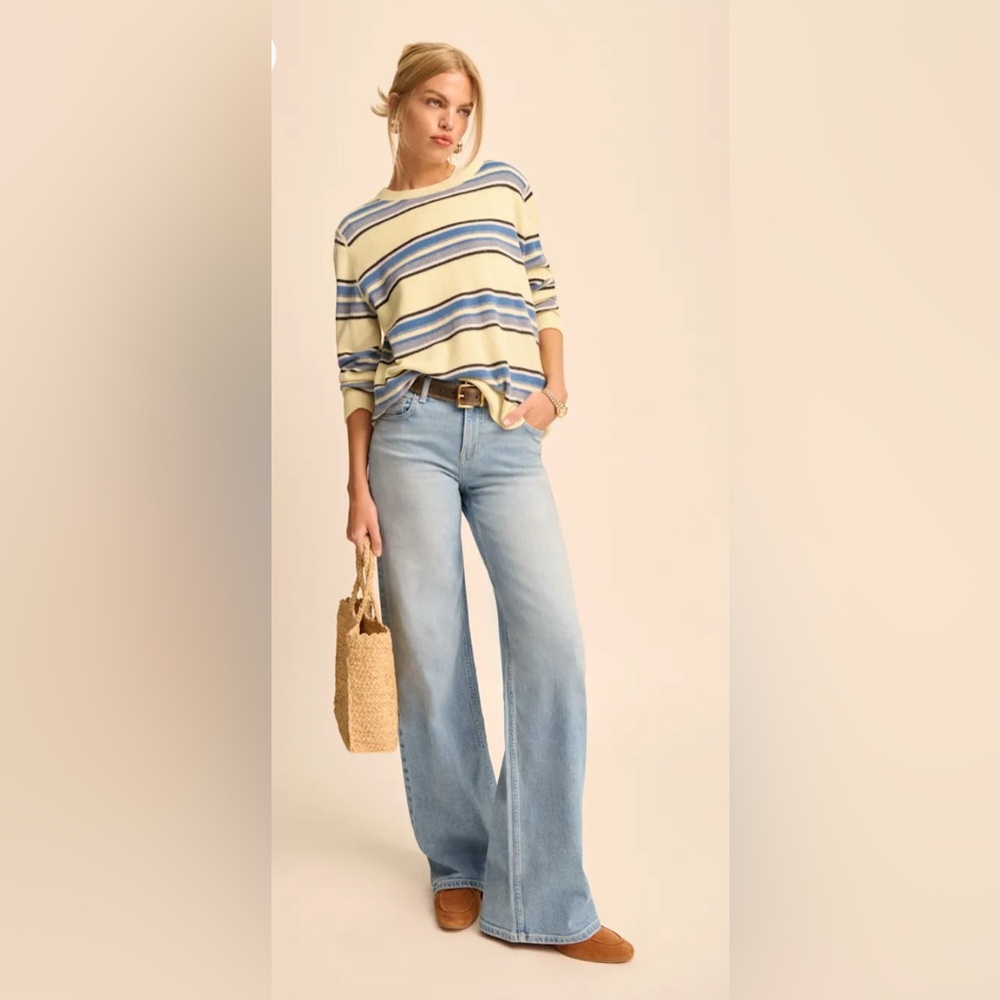 Reformation Boyfriend Cashmere Sweater in Parmesan Stripes - Picture 2 of 5